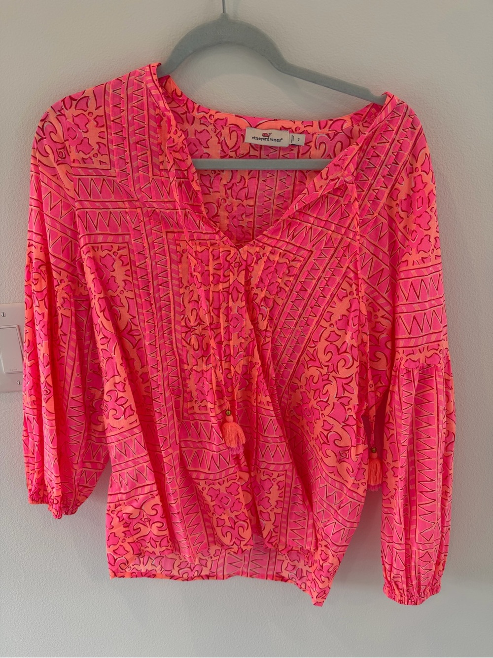 Vineyard Vines Hot Pink and Coral Printed Tunic Top